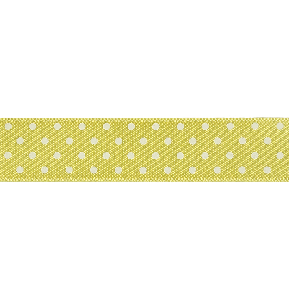 Banana and White Polka Dot Satin Ribbon - 0.625" Detail