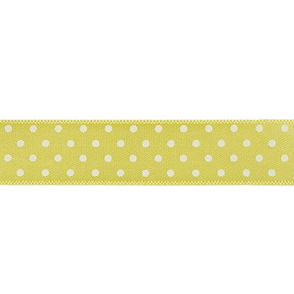 Banana and White Polka Dot Satin Ribbon - 0.625" Detail