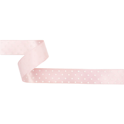 Baby Pink and White Polka Dot Satin Ribbon - 1"
