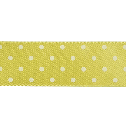 Banana and White Polka Dot Satin Ribbon - 1" Detail