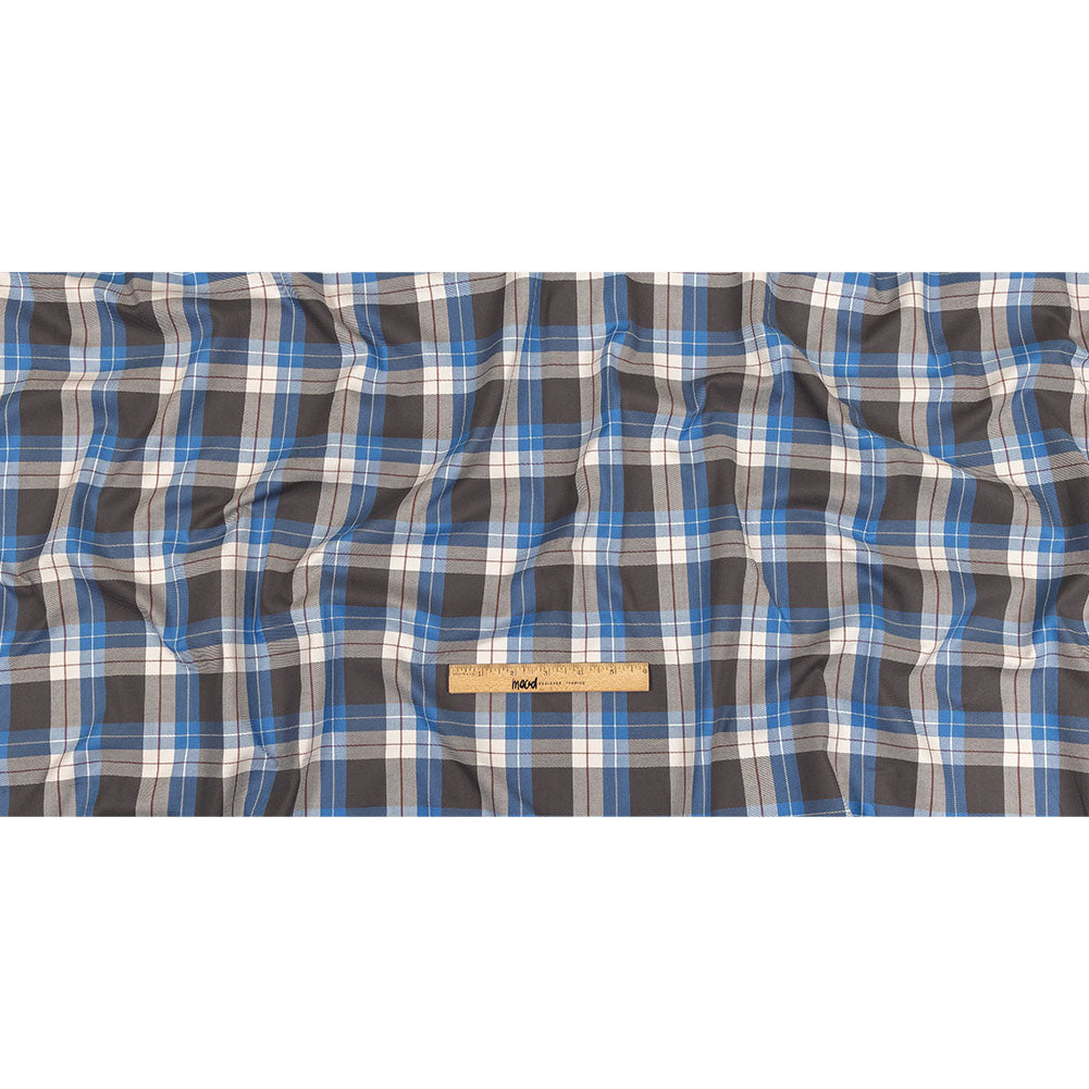 Blue, Moonscape and White Plaid Cotton Twill Full