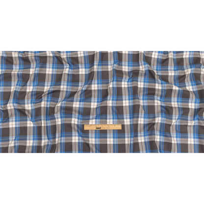 Blue, Moonscape and White Plaid Cotton Twill Full