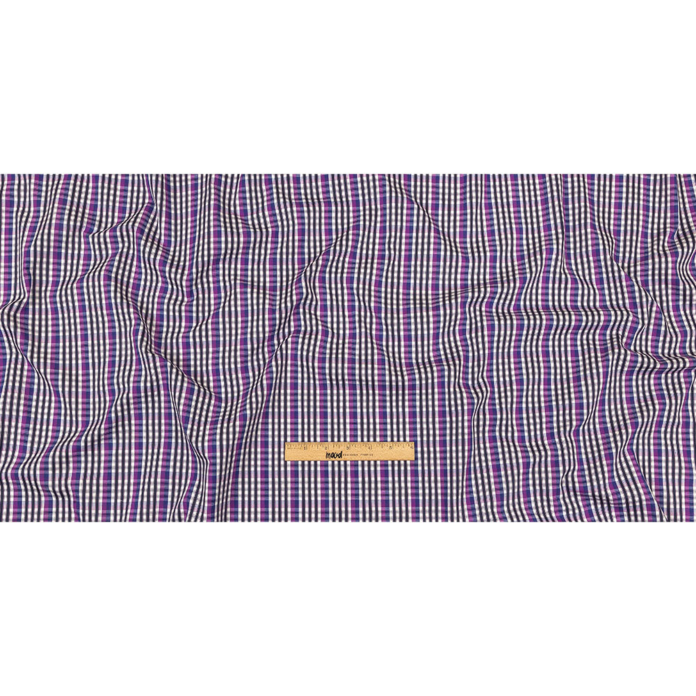Purple, Sodalite Blue and Navy Plaid Cotton Shirting Full