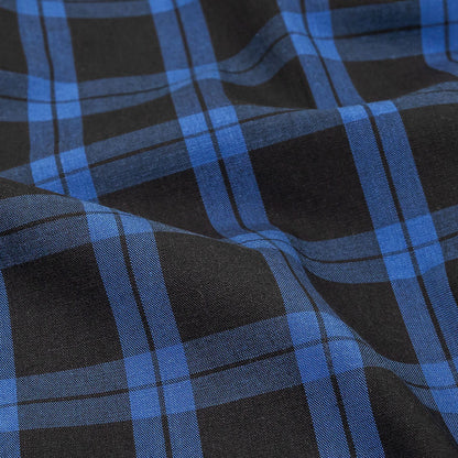 Stretch Limo and Deja Vu Blue Plaid Cotton Shirting Detail