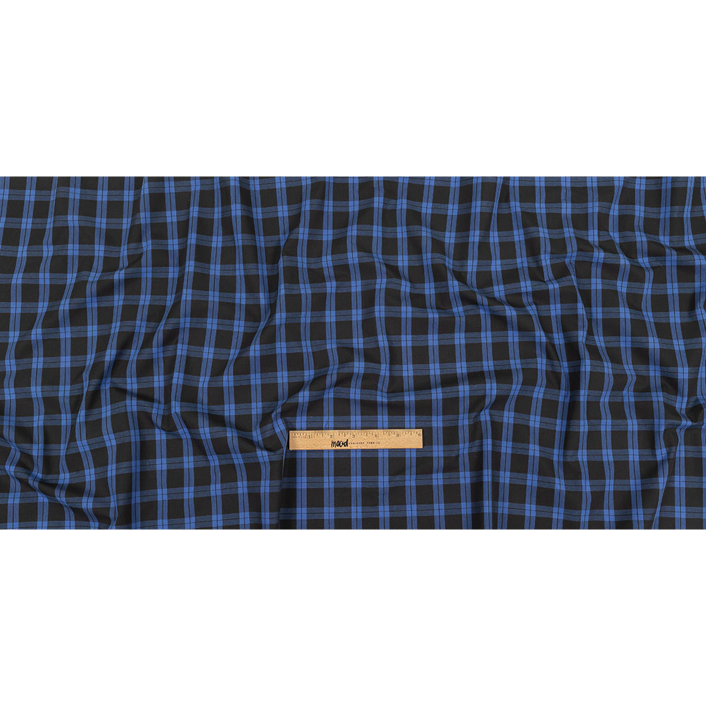 Stretch Limo and Deja Vu Blue Plaid Cotton Shirting Full