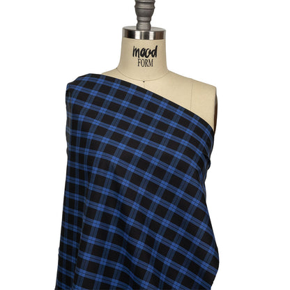 Stretch Limo and Deja Vu Blue Plaid Cotton Shirting Drape