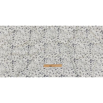 Navy Blazer, Vulcan and Snow White Word Game Tiles Stretch Cotton Shirting Full