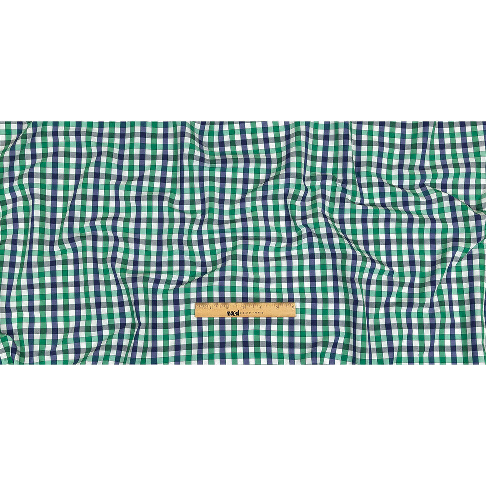 Blueprint, Pine Green and White Checkered Cotton and Polyester Shirting Full