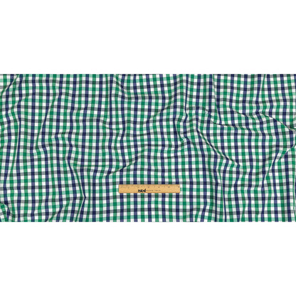 Blueprint, Pine Green and White Checkered Cotton and Polyester Shirting Full