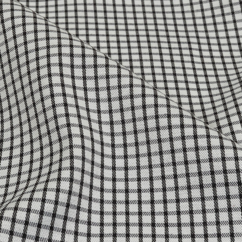 White and Black Checked Cotton and Polyester Twill Detail