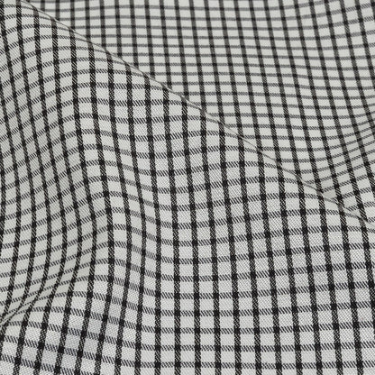 White and Black Checked Cotton and Polyester Twill Detail