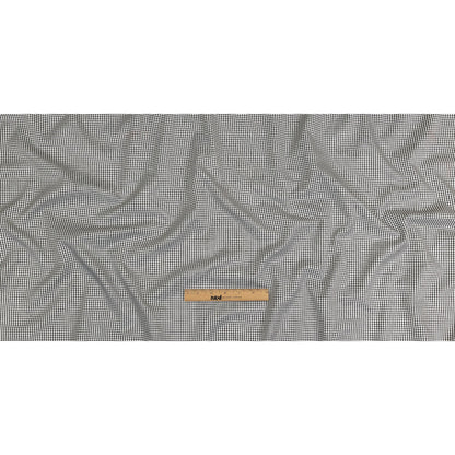White and Black Checked Cotton and Polyester Twill Full