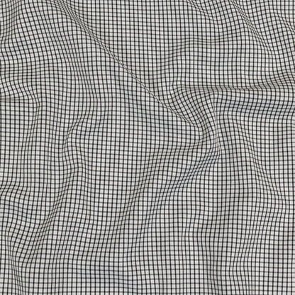 White and Black Checked Cotton and Polyester Twill