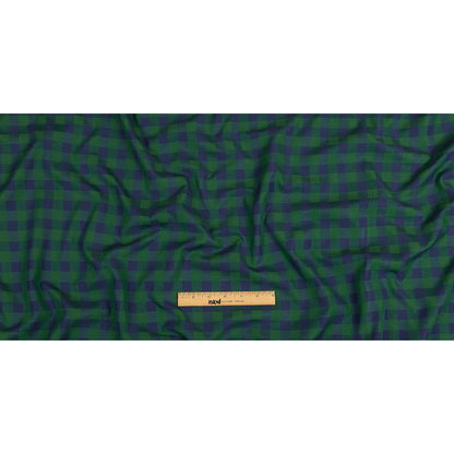 Blue and Green Checkered Cotton and Polyester Dobby Full