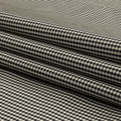 Black and Cream Little Checks Cotton and Polyester Shirting Folded