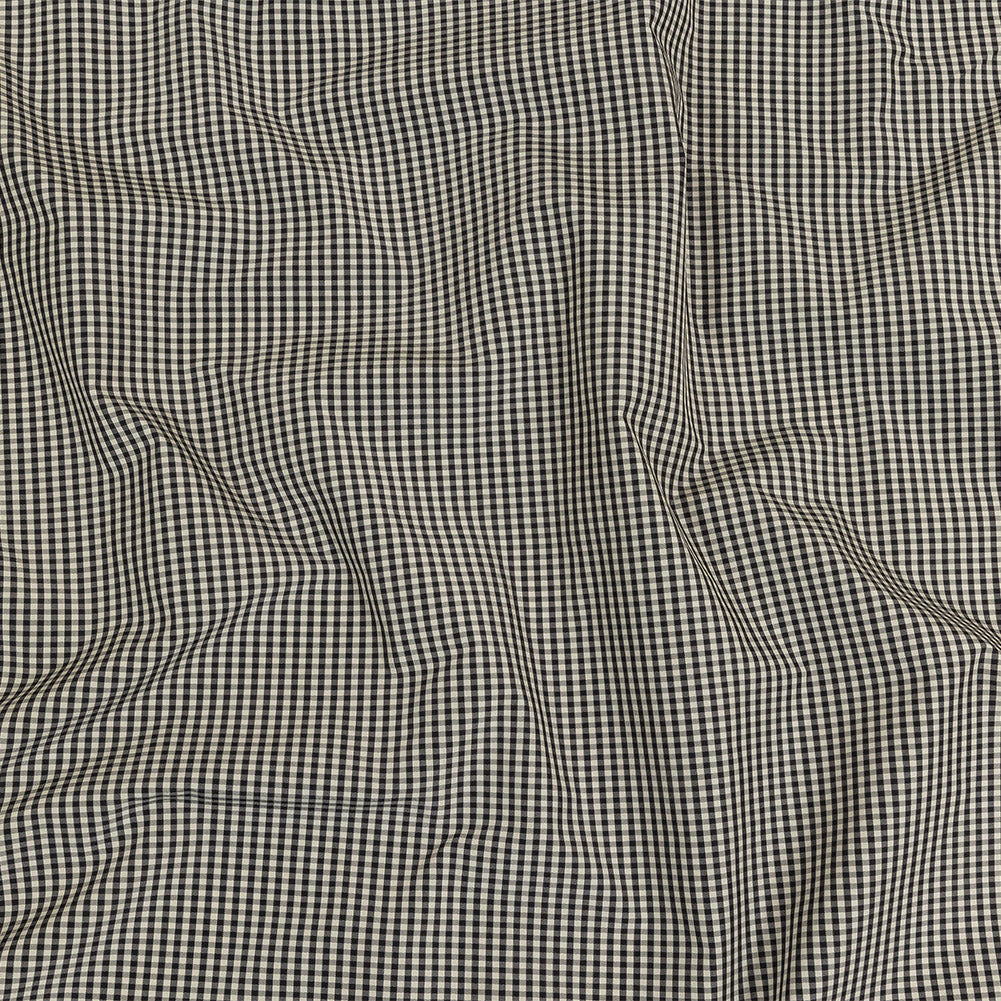 Black and Cream Little Checks Cotton and Polyester Shirting