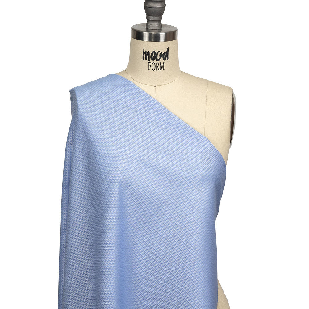 Blue and Periwinkle Triangles Cotton and Polyester Twill Drape