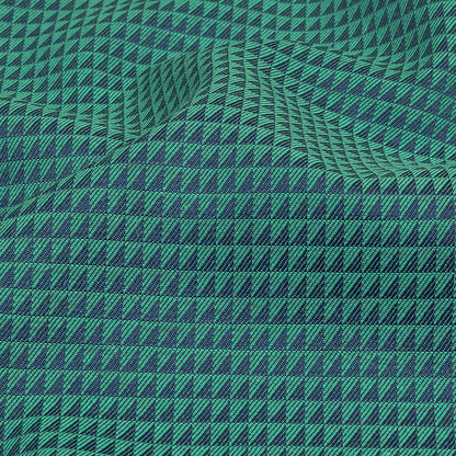 Seafoam and Navy Triangles Cotton and Polyester Twill Detail
