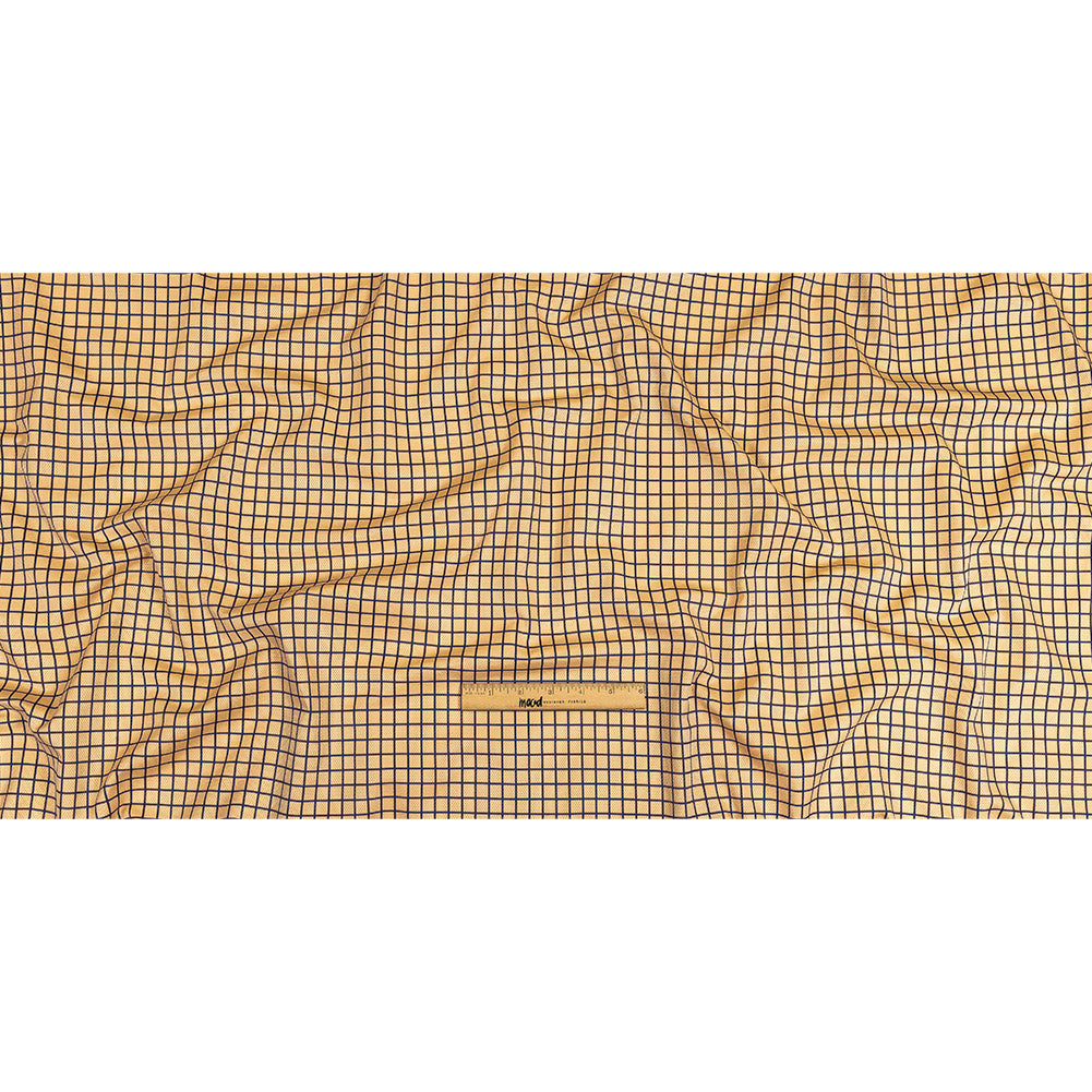 Yellow and Blue Ribbon Checks and Diamonds Cotton and Polyester Dobby Shirting Full