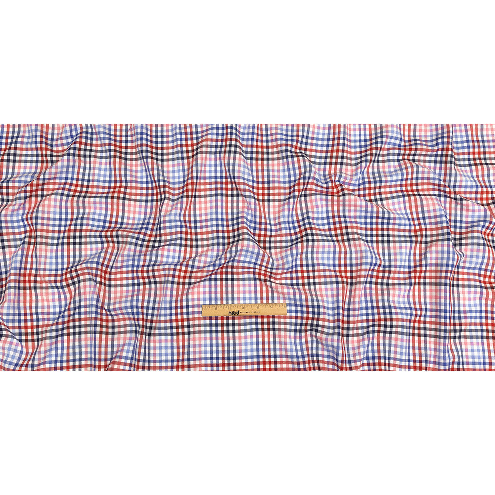 Red, White and Olympian Blue Plaid Cotton and Polyester Shirting Full