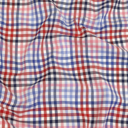 Red, White and Olympian Blue Plaid Cotton and Polyester Shirting