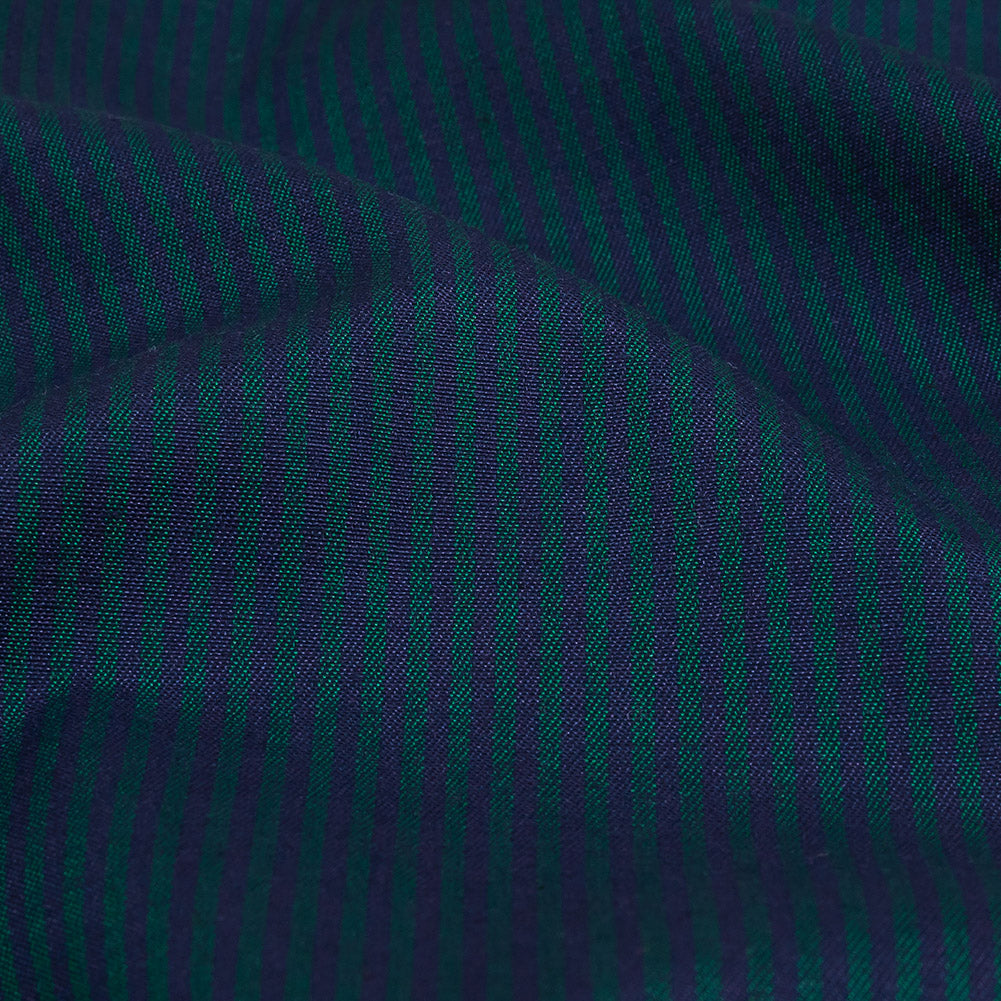 Blue and Rainforest Candy Striped Cotton and Polyester Twill Detail