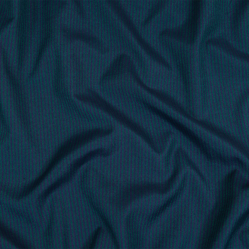 Blue and Rainforest Candy Striped Cotton and Polyester Twill