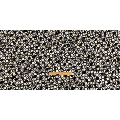 Black and White Flocked Paisley on Twisted Squares Printed Viscose Woven Full