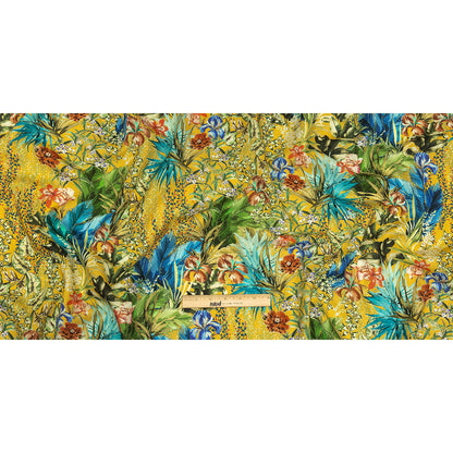Linen and Rayon Woven Print - Yellow and Multicolor Floral - Mood Exclusive Amazonia Full