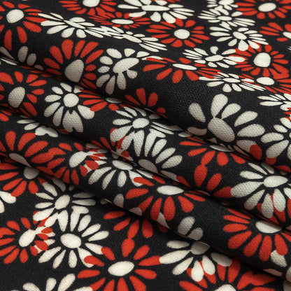 Fluid Polyester Twill Print - Red, White and Black Floral - Mood Exclusive Shaken Not Stirred Folded