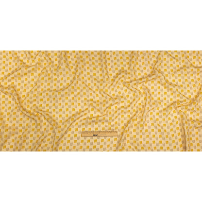 Sustainable Viscose Floral Jacquard Print - Pale Yellow and Gray Line Squares - Mood Exclusive Calligraphy Lesson Full