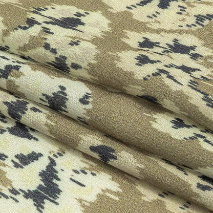 Viscose Crepe Print - Beige, Black and Ecru Ikat Florals - Mood Exclusive Exquisite Etchings Folded