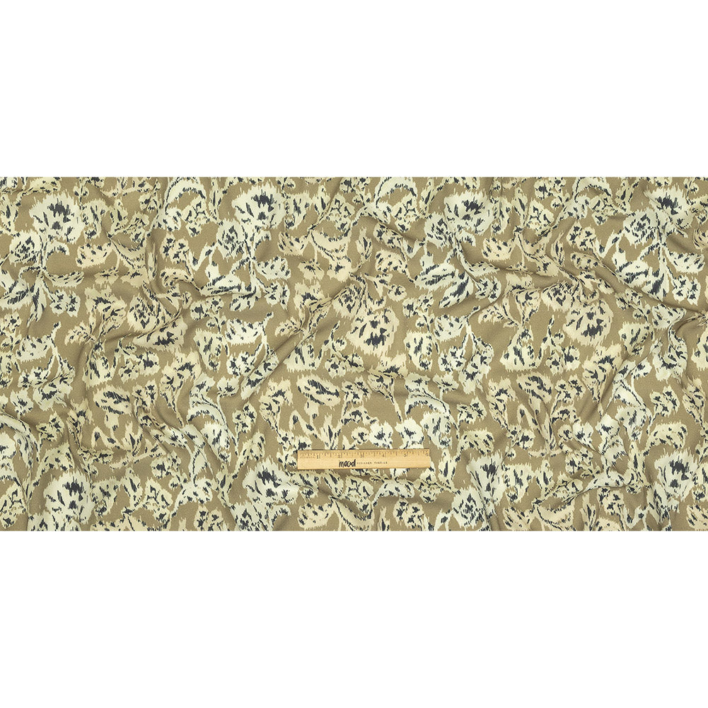Viscose Crepe Print - Beige, Black and Ecru Ikat Florals - Mood Exclusive Exquisite Etchings Full