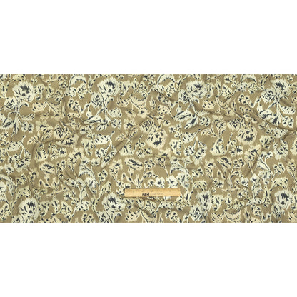 Viscose Crepe Print - Beige, Black and Ecru Ikat Florals - Mood Exclusive Exquisite Etchings Full