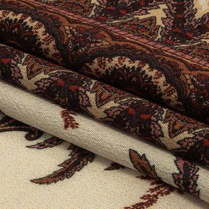 Viscose Crepe Panel - Beige and Burgundy Paisley Decorative Squares - Mood Exclusive Destination Dubai Folded