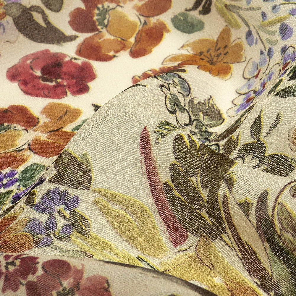 Mood Exclusive White Morning Glories Viscose Georgette Detail