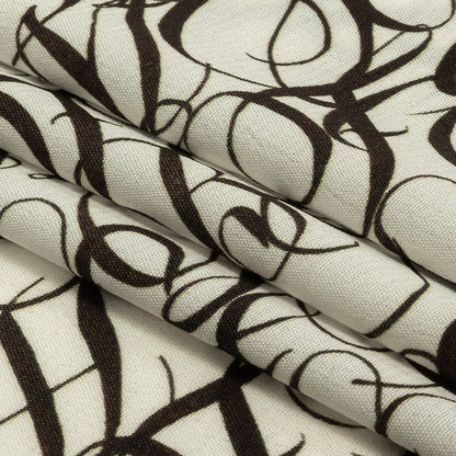 Sustainable Viscose Woven Print - White Calligraphic Letters - Mood Exclusive Dear Ms. Austen Folded