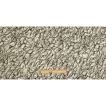 Sustainable Viscose Woven Print - White Calligraphic Letters - Mood Exclusive Dear Ms. Austen Full