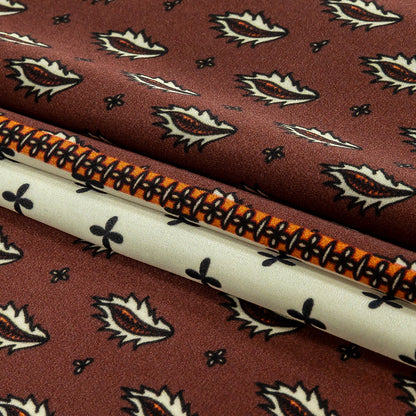 Polyester Crepe de Chine Panel - Brown, White and Orange Paisley Patchwork - Mood Exclusive Tidy Tapestry Folded