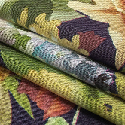 Tencel Woven Print - Navy, Green and Yellow Floral - Mood Exclusive Towards the Tropics Folded