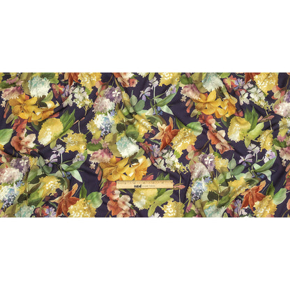 Tencel Woven Print - Navy, Green and Yellow Floral - Mood Exclusive Towards the Tropics Full