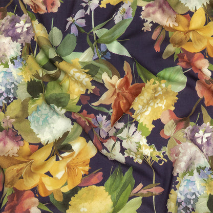 Tencel Woven Print - Navy, Green and Yellow Floral - Mood Exclusive Towards the Tropics