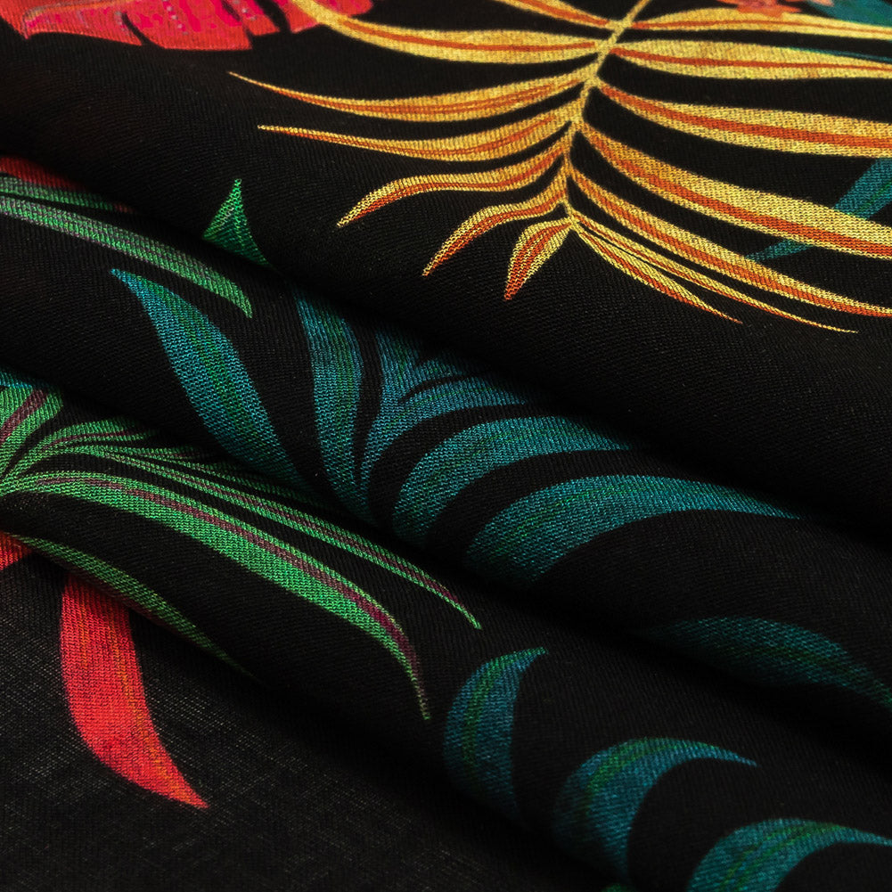 Viscose Voile Print - Green, Red and Black Floral - Mood Exclusive Havana Nights Folded