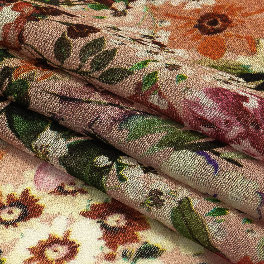 Mood Exclusive Pink Botanical Bounty Viscose Georgette Folded