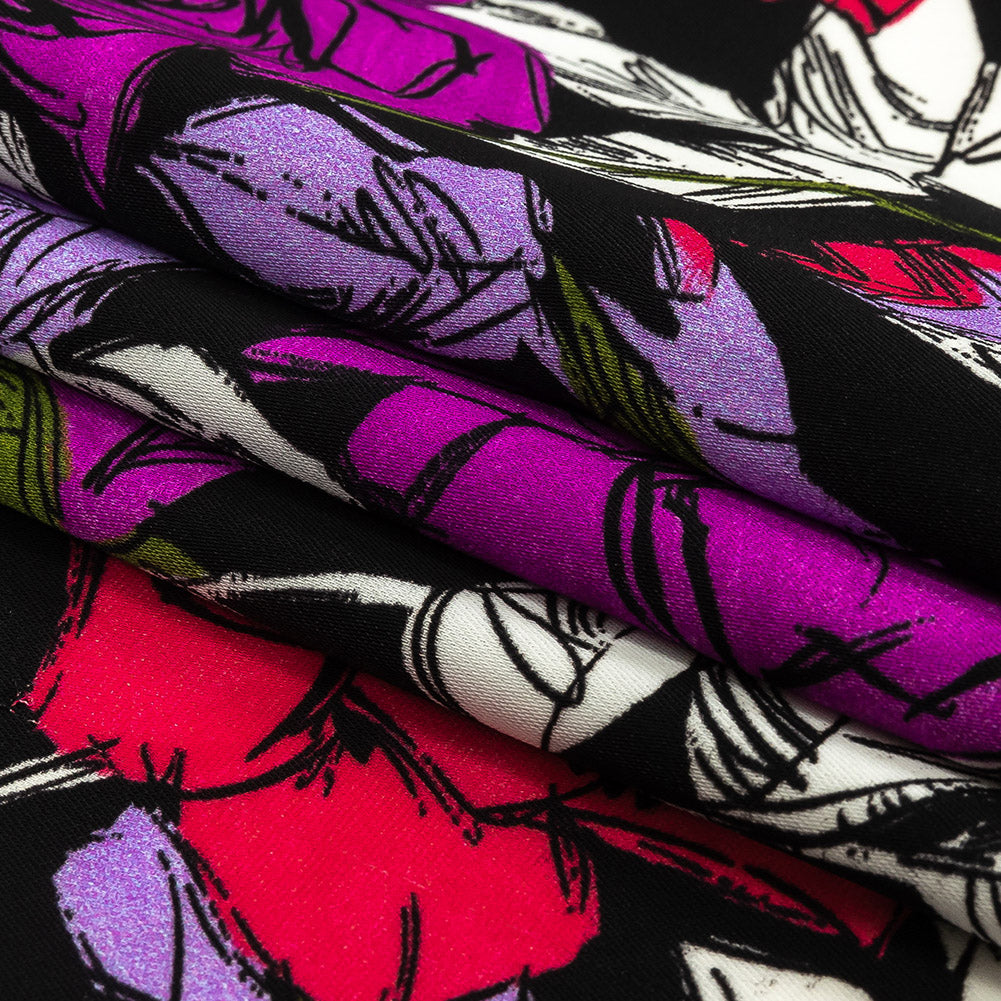 Mood Exclusive Black Painting the Roses Polyester Crepe Folded