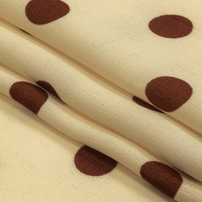 Sustainable Viscose Woven Print - Cream and Brown Polka Dots - Mood Exclusive Rockabilly Revue Folded