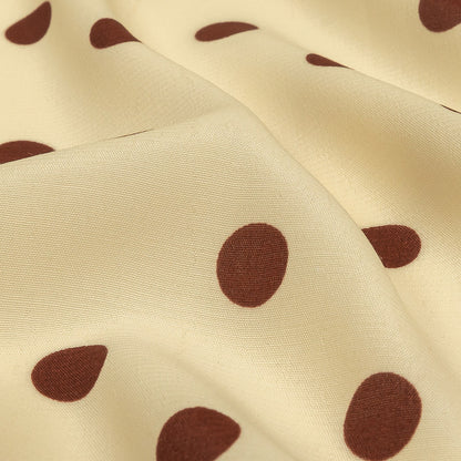 Sustainable Viscose Woven Print - Cream and Brown Polka Dots - Mood Exclusive Rockabilly Revue Detail