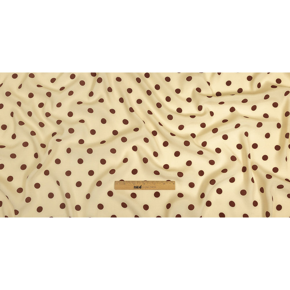 Sustainable Viscose Woven Print - Cream and Brown Polka Dots - Mood Exclusive Rockabilly Revue Full