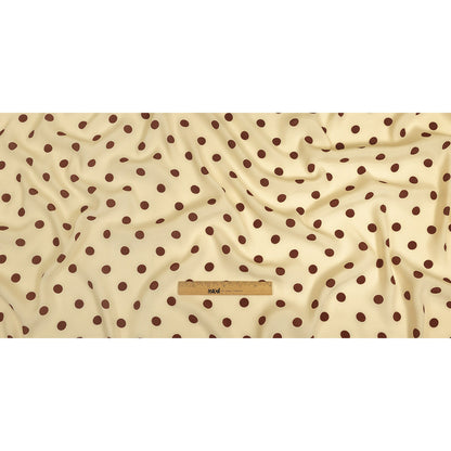Sustainable Viscose Woven Print - Cream and Brown Polka Dots - Mood Exclusive Rockabilly Revue Full