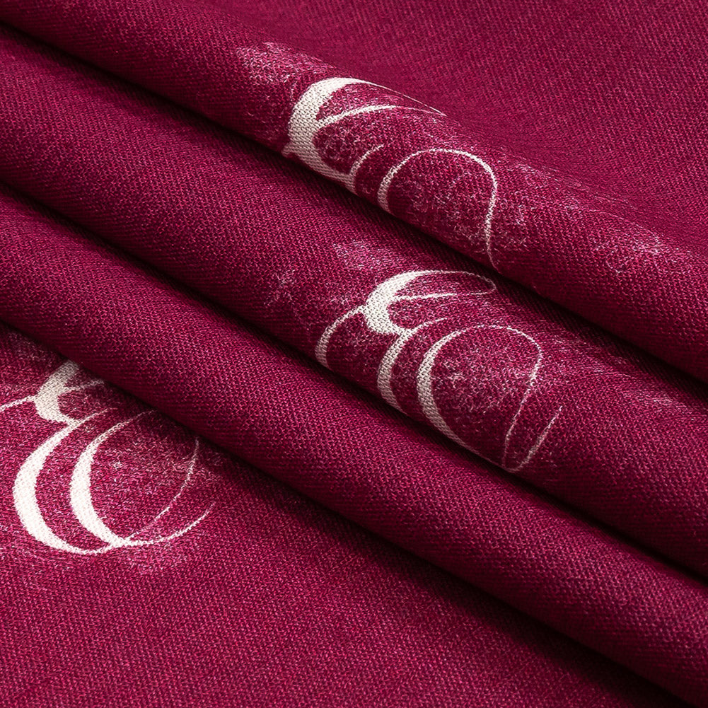 Sustainable Viscose Woven Print - Magenta and White Floral Calligraphic Script - Mood Exclusive ABC Bouquet Folded